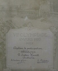 1920 Antwerp Olympics Diploma 'VIIe OLYMPIADE, Anvers 1920, Prix' ...