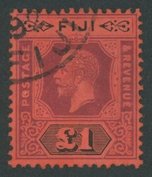 1912-23 KGV Keyplates Multiple Crown CA Watermark £1 purple & ...