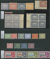 Mint collection from 1907-08 Large Canoes set plus ½d and 2d blocks ...