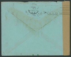 1943 or 1945 usage of green/blue 'RNZAF/ACTIVE SERVICE' Envelope to ...