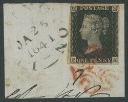 1840 QV Line-Engraved Penny Black 1d black SG 2 Plate 10 [PH] ...