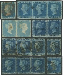 QV Line-Engraved Tuppence Blue selection including 1840 Imperf three ...