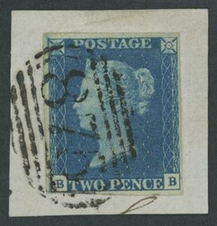 1840 QV Line-Engraved Tuppence Blue 2d blue SG 5 Plate 2 [BB] ...