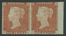 1841 QV Line-Engraved Penny Red Stars Imperforate 1d orange-brown ...