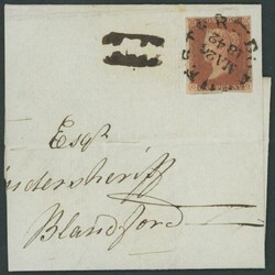 1841 QV Line-Engraved Penny Red Stars Imperforate 1d red-brown Blued ...