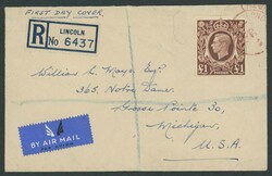 1948-51 plain First Day Covers for the 1948 KGVI £1 brown tied by ...