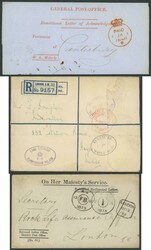Official Mail mostly stampless accumulation including 1842 signed ...