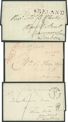 Pre-Stamp Mail group many on annotated display pages from 1807 entire ...