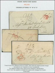 Pre-Stamp Mail group many on annotated display pages from 1807 entire ...