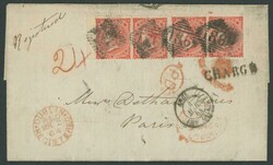 1864 (March 2) entire to Paris endorsed "Registered" with QV ...