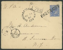 1902 (Oct 31) usage of Cunard Steamship Company envelope to New York ...