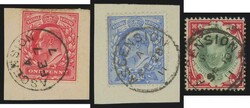 Great Britain used in Ascension KEVII 1d red, 2½d blue & 1/- green & ...