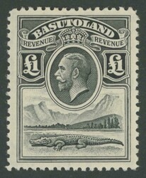 REVENUES: 1933 KGV Crocodile £1 black Barefoot 70, well-centred, ...