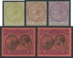 Mainly mint selection from 1874 QV 6d green, 1877-79 CC watermark ½d ...