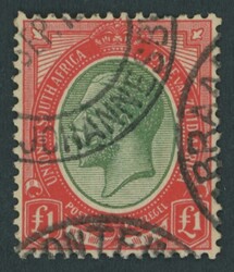 1913-24 KGV Heads £1 green & red SG 17 (Scott 16), well-centred for ...