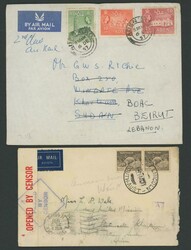 Commercial inwards airmail covers 1930s-1950s including from Aden ...