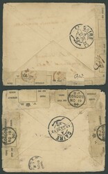1896 two stampless On Active Service envelopes to London with ...