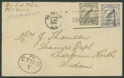 1936 commercial airmail cover from New Guinea with Undated 3d &amp; ...