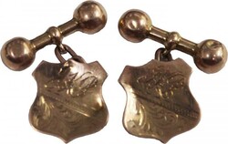 Gold cufflinks comprising 15ct chain type x2 (14g, toggles 14ct); ...