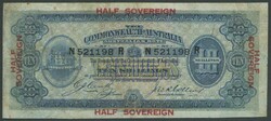 1918 10/- Cerruty/Collins 'HALF SOVEREIGN' in red on four borders ...