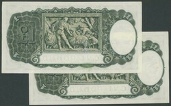 1933 KGV £1 Riddle/Sheehan R28 consecutive pair serials 'L/82 ...