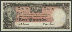 1954 £10 Coombs/Wilson Commonwealth Bank R62F First Prefix serial ...