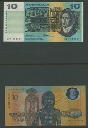 1985-88 $2-$100 Johnston/Fraser set comprising $2 R89; $5 OCR-B ...