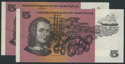 1967 $5 Coombs/Randall R202F First Prefix pair serials 'NAA ...