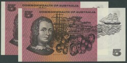 1967 $5 Coombs/Randall R202F First Prefix pair serials 'NAA ...