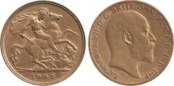 HALF-SOVEREIGN: 1905 KEVII St George reverse, Marsh 508, Spink 3974B, ...