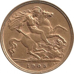 HALF-SOVEREIGN: 1905 KEVII St George reverse, Marsh 508, Spink 3974B, ...