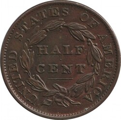 HALF CENT: 1834 ½c Classic Head KM 41, mintage 141,000, aUnc.
