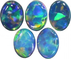 Coober Pedy (SA) crystal ovals brilliant green and blues, total 3 ...