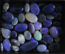 Lightning Ridge (NSW) black and white solids, various sizes. (42)