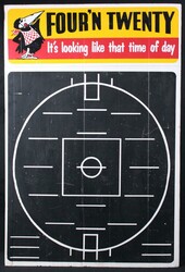 Advertising 'FOUR'N TWENTY' adverts on corflute (2), one showing a ...