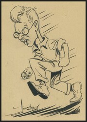 Ephemera 1938 original cartoon of Bill Bowes by Mick Armstrong; menus ...