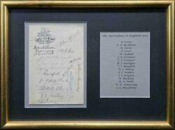 1909 Australian Team letterhead '1909 Australian Cricket Team' with ...