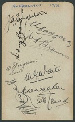 Autographs 1938 Australian team on two autograph pages, 16 signatures ...