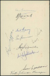 Autographs 1948 P&amp;O dinner menu signed on reverse by 9 members of ...