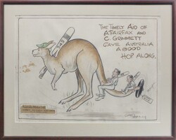 1930 Australian tour to England Cartoon of kangaroo in "Baggy Green" ...