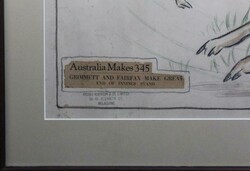 1930 Australian tour to England Cartoon of kangaroo in "Baggy Green" ...