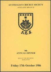 DON BRADMAN: 1985-86 Australian Cricket Society dinner menus signed ...