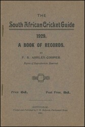 Books 'The South African Cricket Guide 1929' by Ashley-Cooper ...