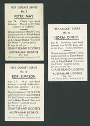 1958 Australian (Giant Brand) Licorice 'Test Cricket Series' in Blue ...