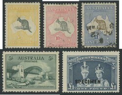 Group on hingeless pages including Kangaroos used to £1 brown & blue ...