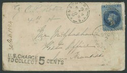 1884 (Oct 20) envelope to San Francisco USA with QV Perkins Bacon ...