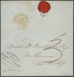 1852 (late) outer from Great Britain to "Melbourne, Port Phillip" ...