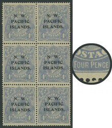 1918-22 KGV New Colours 4d ultramarine SG 124 block of 6 (2x3) the ...