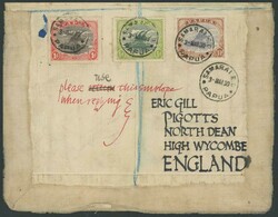 1928 linen-backed envelope used from England to France at 9½d ...
