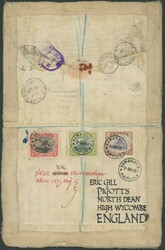 1928 linen-backed envelope used from England to France at 9½d ...